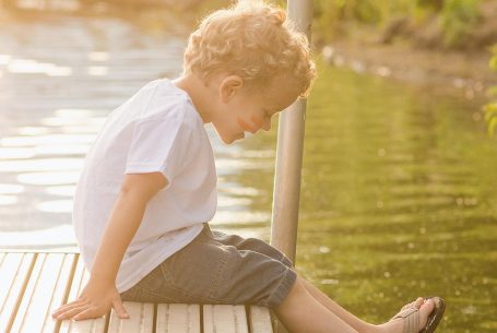 dock, boy, water, sitting, nature, playing, sun, lake, peaceful, tranquil